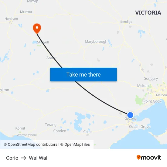 Corio to Wal Wal map