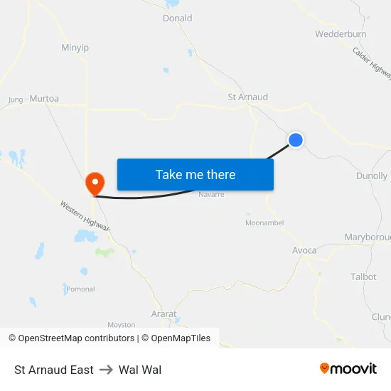 St Arnaud East to Wal Wal map