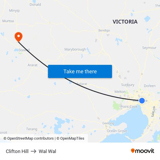 Clifton Hill to Wal Wal map