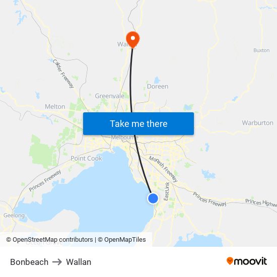 Bonbeach to Wallan map