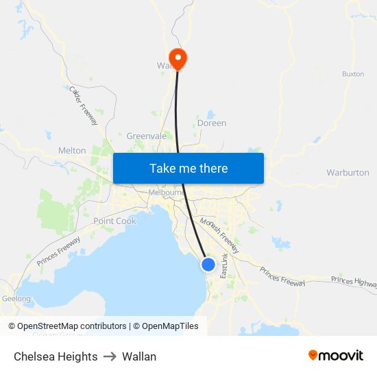 Chelsea Heights to Wallan map