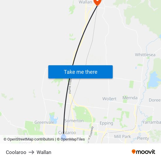 Coolaroo to Wallan map