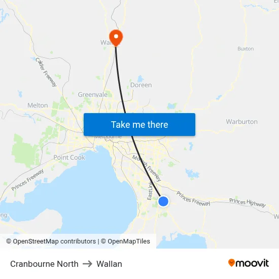Cranbourne North to Wallan map