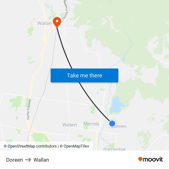 Doreen to Wallan map