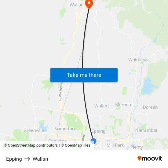 Epping to Wallan map