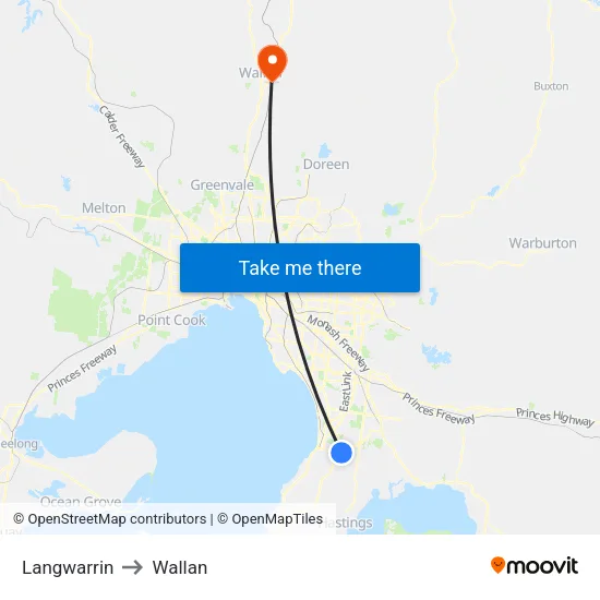 Langwarrin to Wallan map