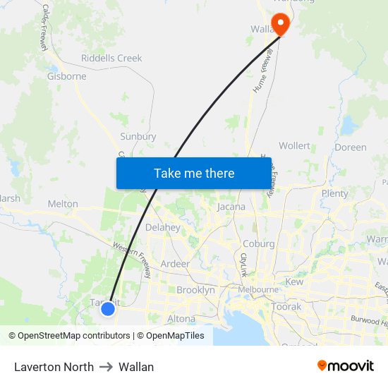 Laverton North to Wallan map