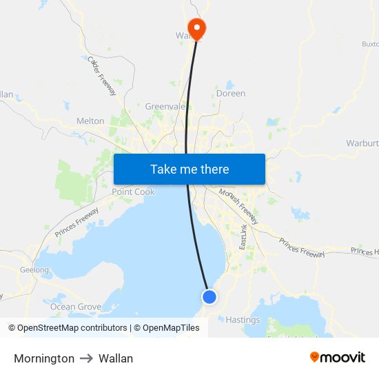 Mornington to Wallan map