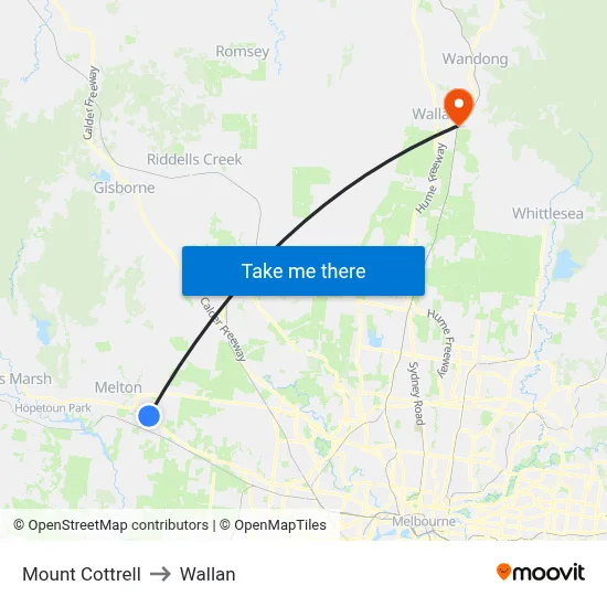 Mount Cottrell to Wallan map