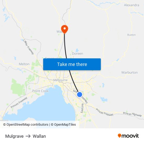 Mulgrave to Wallan map