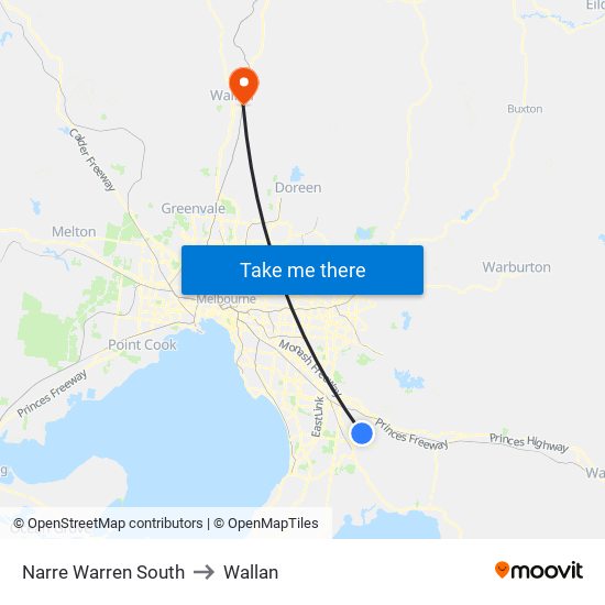 Narre Warren South to Wallan map