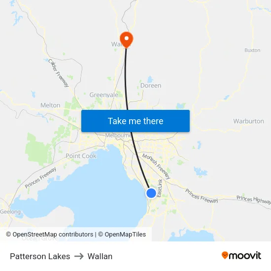 Patterson Lakes to Wallan map
