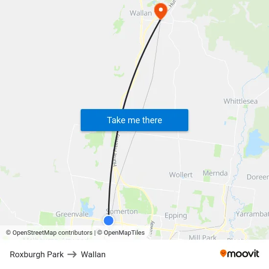 Roxburgh Park to Wallan map