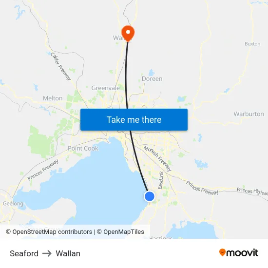 Seaford to Wallan map