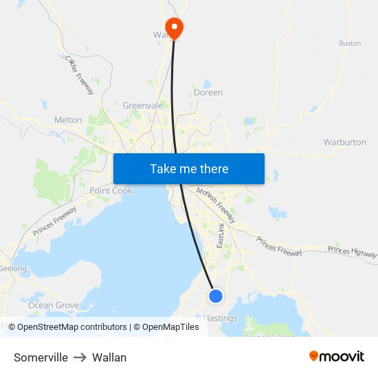 Somerville to Wallan map