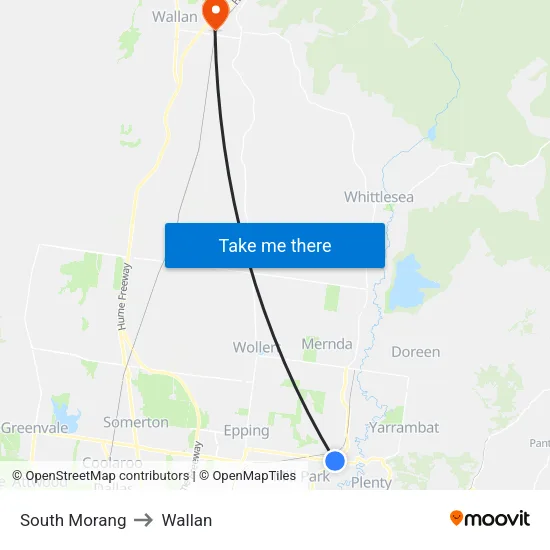 South Morang to Wallan map