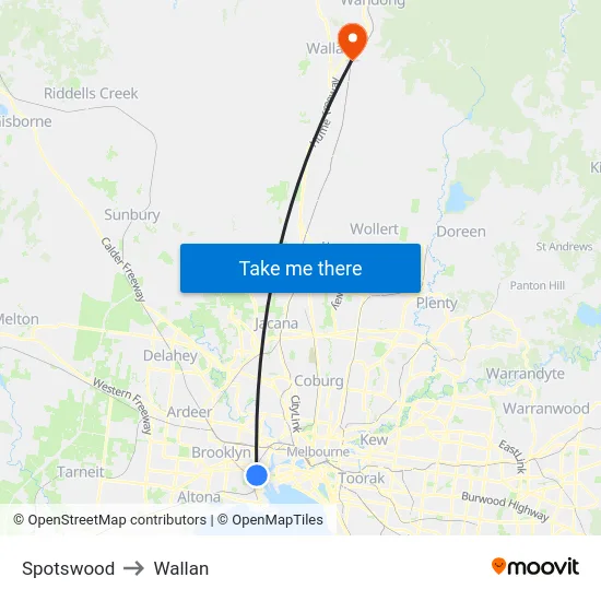 Spotswood to Wallan map