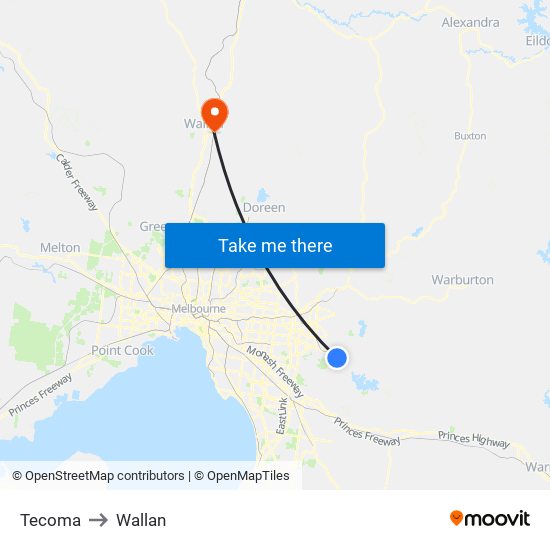 Tecoma to Wallan map