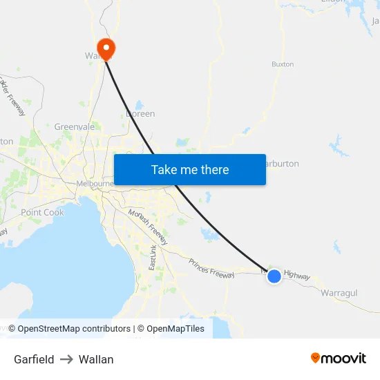 Garfield to Wallan map