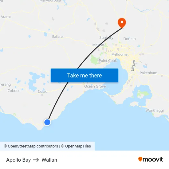 Apollo Bay to Wallan map