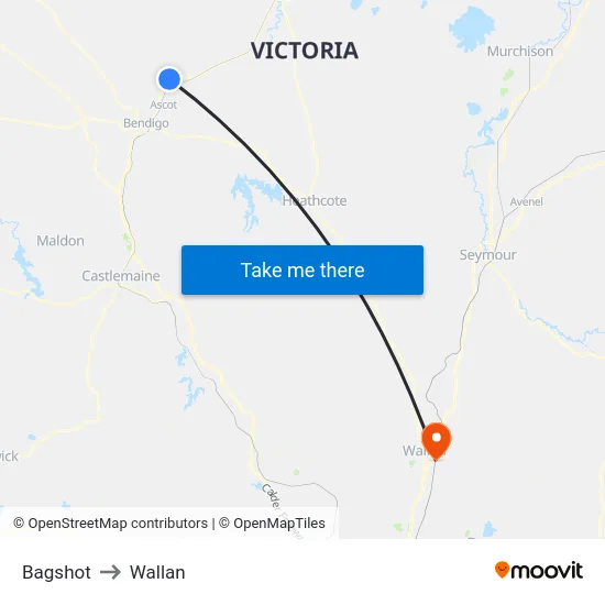 Bagshot to Wallan map