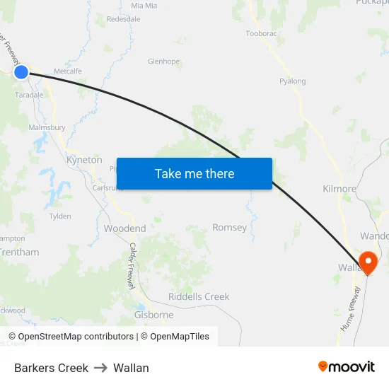 Barkers Creek to Wallan map
