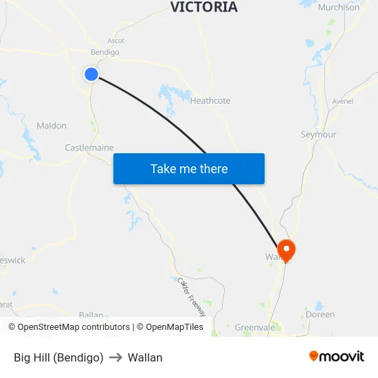 Big Hill (Bendigo) to Wallan map