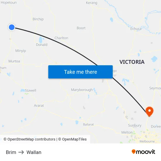 Brim to Wallan map