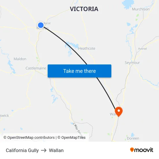California Gully to Wallan map