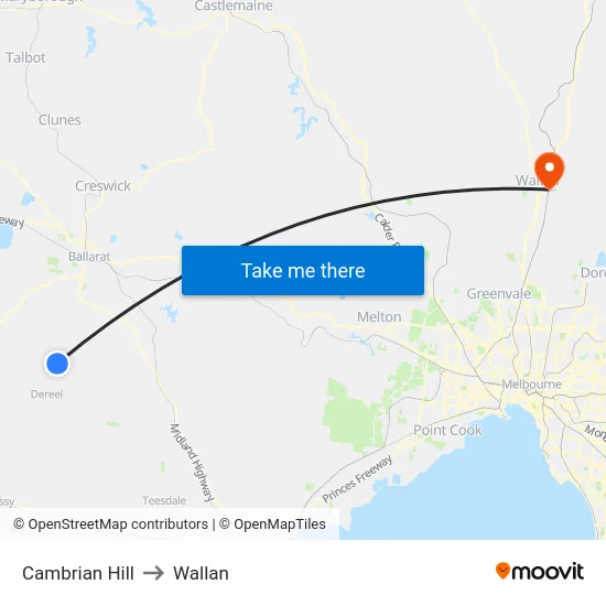 Cambrian Hill to Wallan map