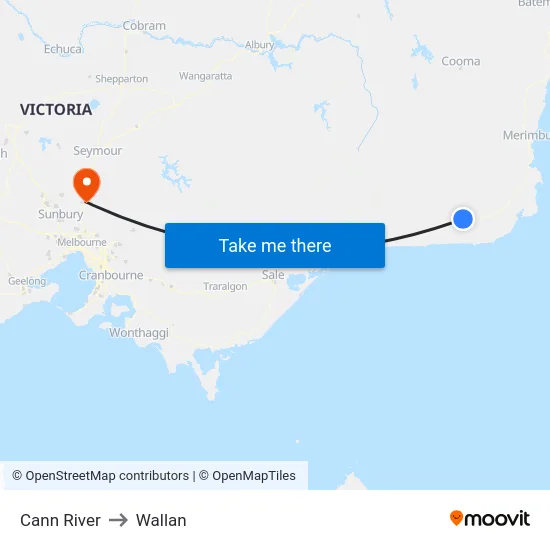 Cann River to Wallan map