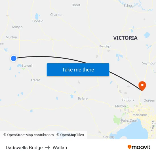 Dadswells Bridge to Wallan map