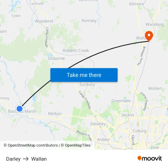 Darley to Wallan map