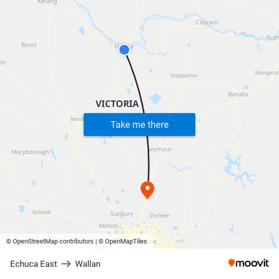 Echuca East to Wallan map