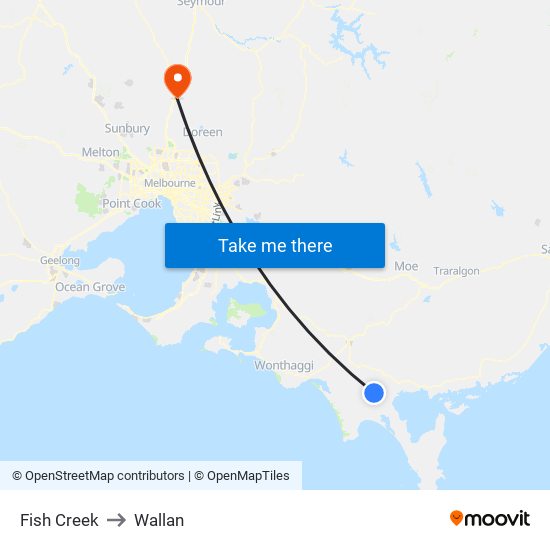 Fish Creek to Wallan map