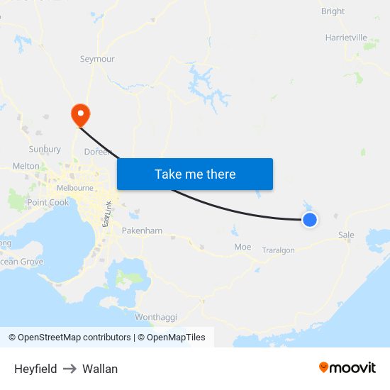 Heyfield to Wallan map