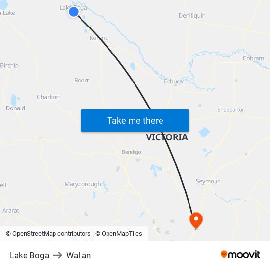 Lake Boga to Wallan map