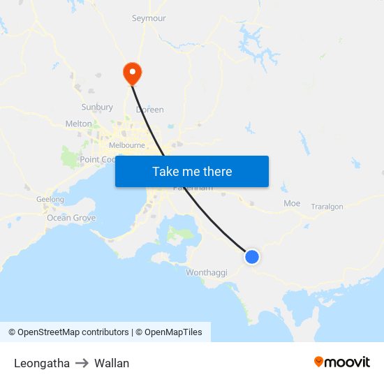 Leongatha to Wallan map