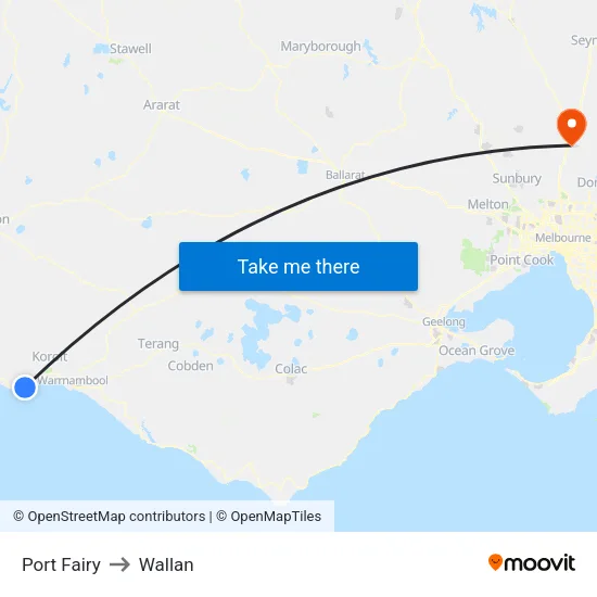 Port Fairy to Wallan map