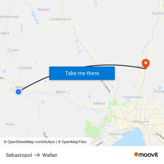Sebastopol to Wallan map