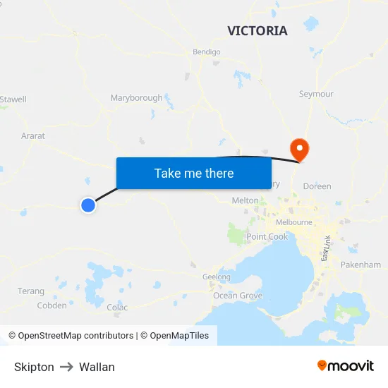 Skipton to Wallan map