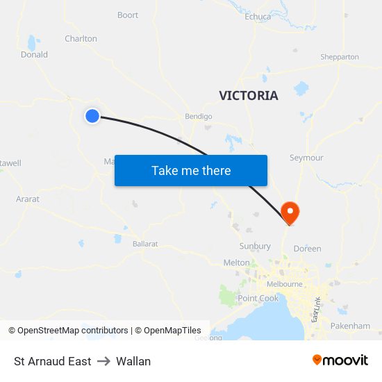 St Arnaud East to Wallan map