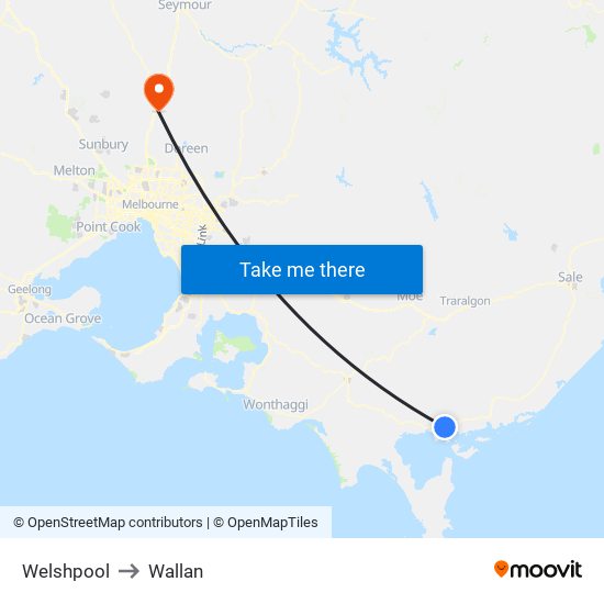 Welshpool to Wallan map