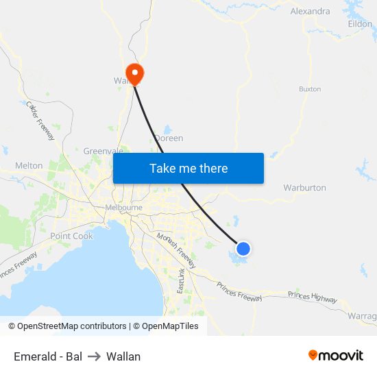 Emerald - Bal to Wallan map