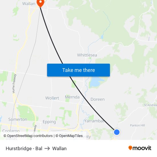 Hurstbridge - Bal to Wallan map