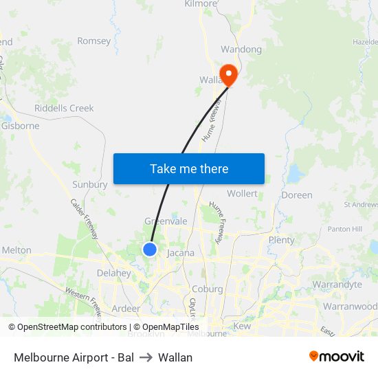 Melbourne Airport - Bal to Wallan map