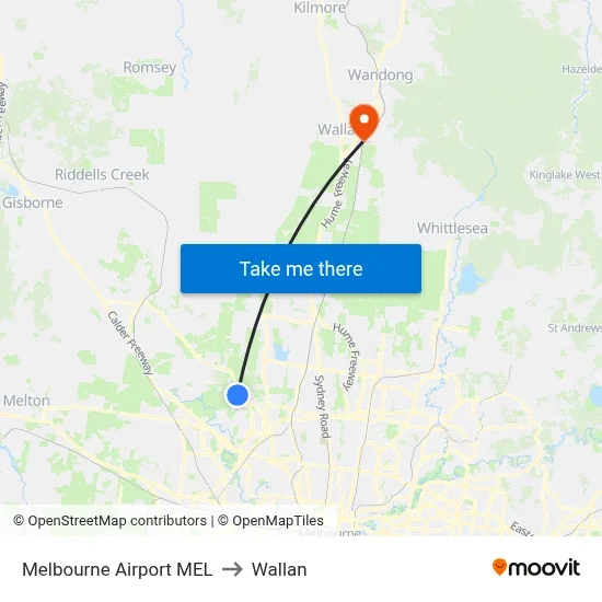 Melbourne Airport MEL to Wallan map