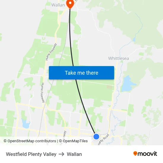 Westfield Plenty Valley to Wallan map