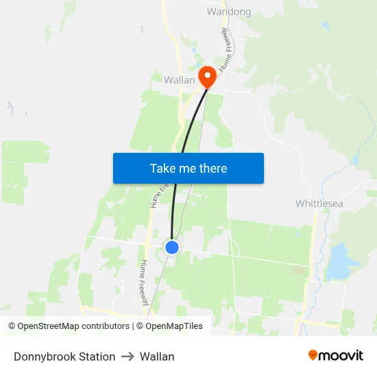 Donnybrook Station to Wallan map