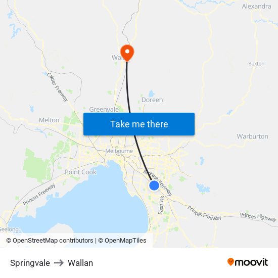 Springvale to Wallan map